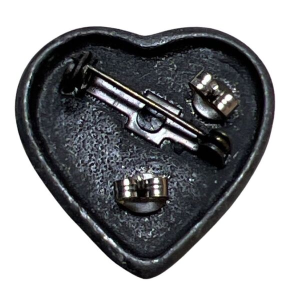 Vintage Torino Pewter Trinket Box - Heart - Heart is Brooch & Birds are Earrings - Picture 3 of 7